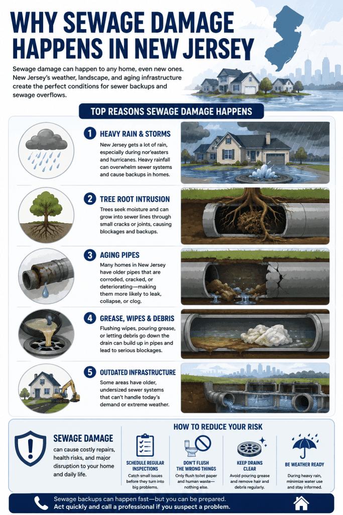 why sewage damage happens in new jersey