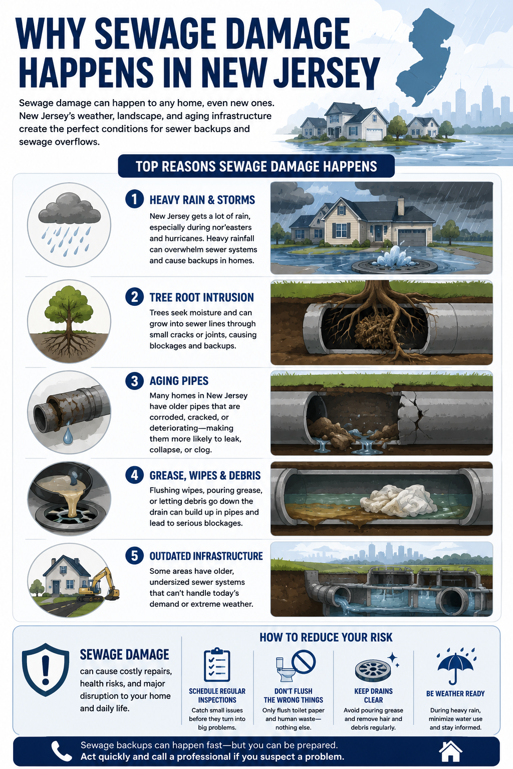 why sewage damage happens in new jersey